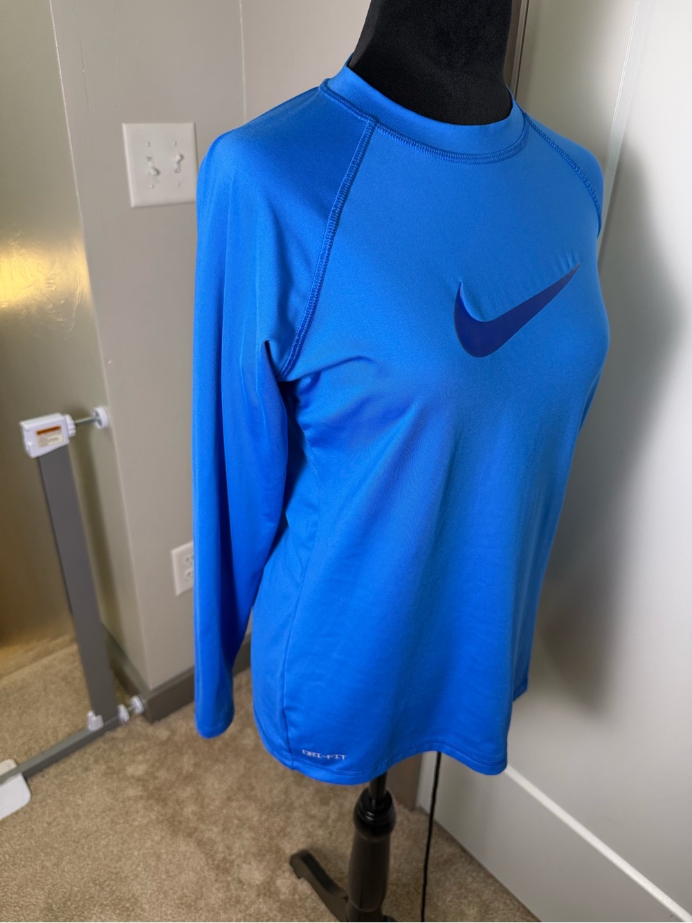 Nike Swim Dri-Fit UPF 40+ Blue Swim Rash Guard Shirt Top Long Sleeve Womens M - Picture 3 of 7